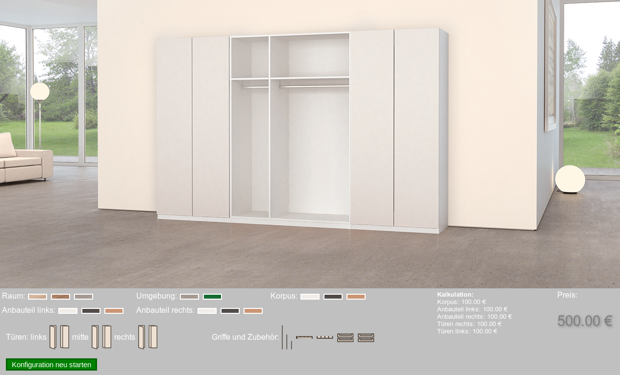  3D Product Configurator for Furnitures - Selection of a Color Varian