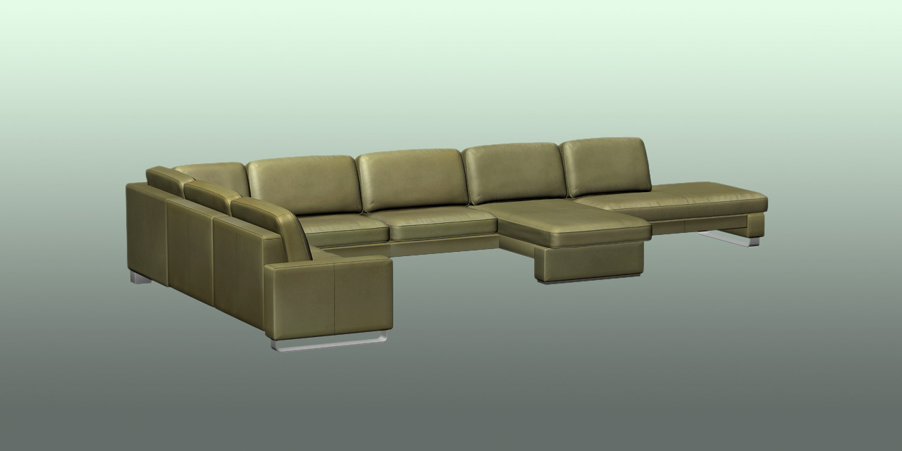 Rendered picture Sofa, green leather